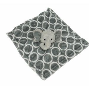 HB Grey White Elephant 14" Security Blanket Lovey Very Soft Minky Plush